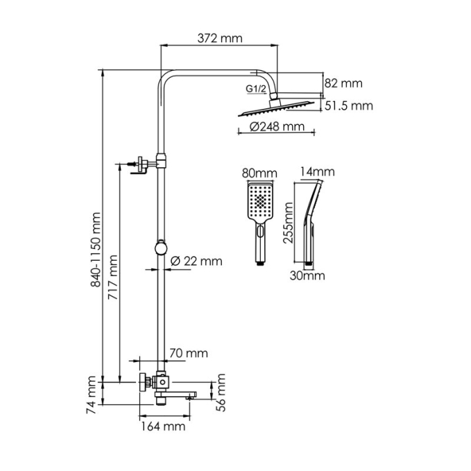 Душевая система WasserKRAFT A199.259.201.BG T Душевая система WasserKRAFT A199.259.201.BG T