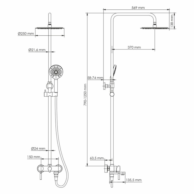 Душевая система WasserKRAFT A14201.14 Душевая система WasserKRAFT A14201.14
