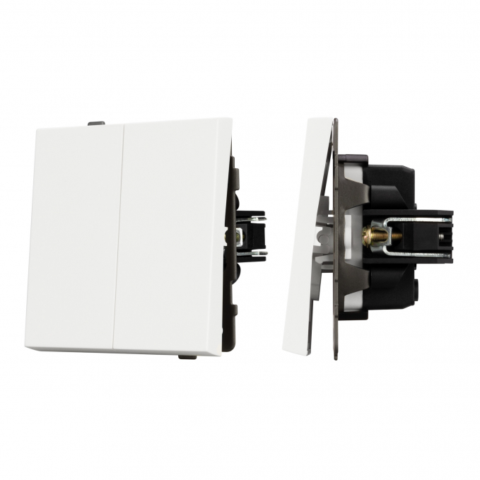 Механизм выключателя двухклавишный непроходной SWT-TENDO-MK02-SFPL-WH (230V, 10A), Arlight, 054547, изображение 1