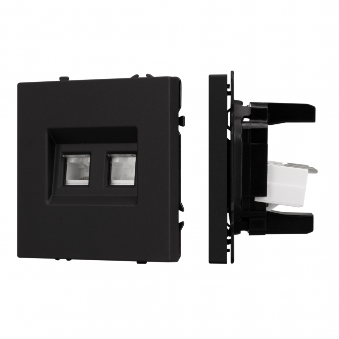 Механизм сдвоенной телефонной розетки SCT-NOBE-MTL2-SFPL-BK (RJ-11, 4C), Arlight, 054309, изображение 1 Механизм сдвоенной телефонной розетки SCT-NOBE-MTL2-SFPL-BK (RJ-11, 4C), Arlight, 054309, изображение 1