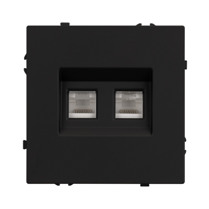 Механизм сдвоенной телефонной розетки SCT-NOBE-MTL2-SFPL-BK (RJ-11, 4C), Arlight, 054309, изображение 2 Механизм сдвоенной телефонной розетки SCT-NOBE-MTL2-SFPL-BK (RJ-11, 4C), Arlight, 054309, изображение 2