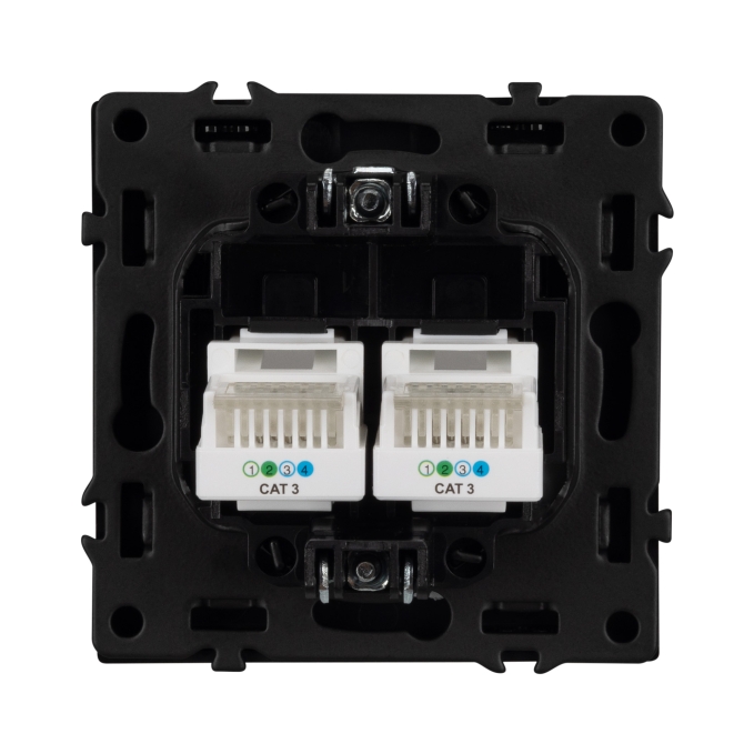Механизм сдвоенной телефонной розетки SCT-NOBE-MTL2-SFPL-BK (RJ-11, 4C), Arlight, 054309, изображение 4 Механизм сдвоенной телефонной розетки SCT-NOBE-MTL2-SFPL-BK (RJ-11, 4C), Arlight, 054309, изображение 4