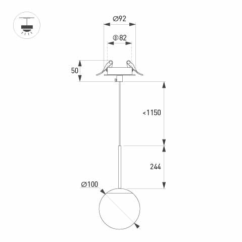Светильник SP-BEADS-HANG-BUILT-T-R100-8W Warm3000 (BK-GD, 180 deg, 230V), Arlight, 056420, изображение 4
