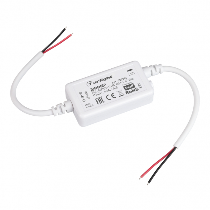 Диммер ARL-SIRIUS-TUYA-DIM-SUF Slim (12-24V, 1x6A, 2.4G), Arlight, 032346, изображение 1 Диммер ARL-SIRIUS-TUYA-DIM-SUF Slim (12-24V, 1x6A, 2.4G), Arlight, 032346, изображение 1