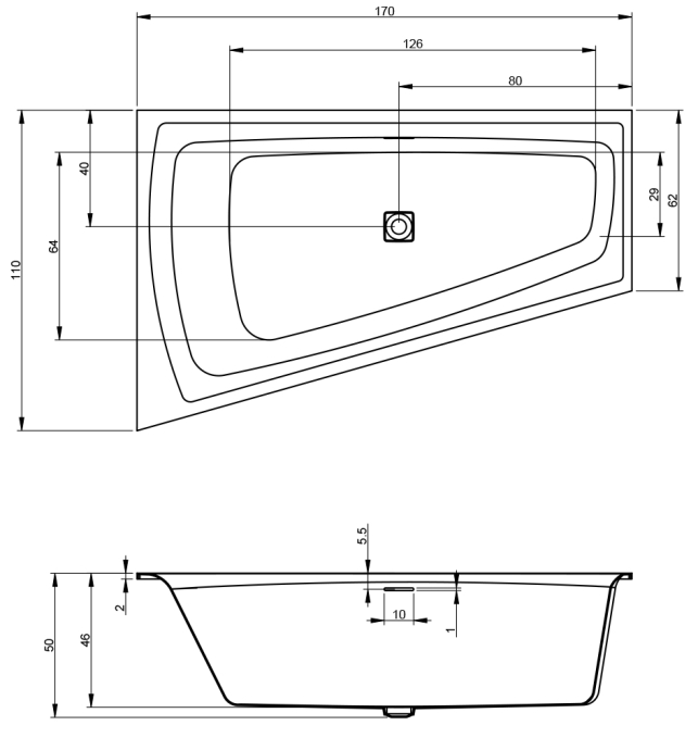 Ванна акриловая Riho Still Smart 170x110 R B101003005 угловая Ванна акриловая Riho Still Smart 170x110 R B101003005 угловая