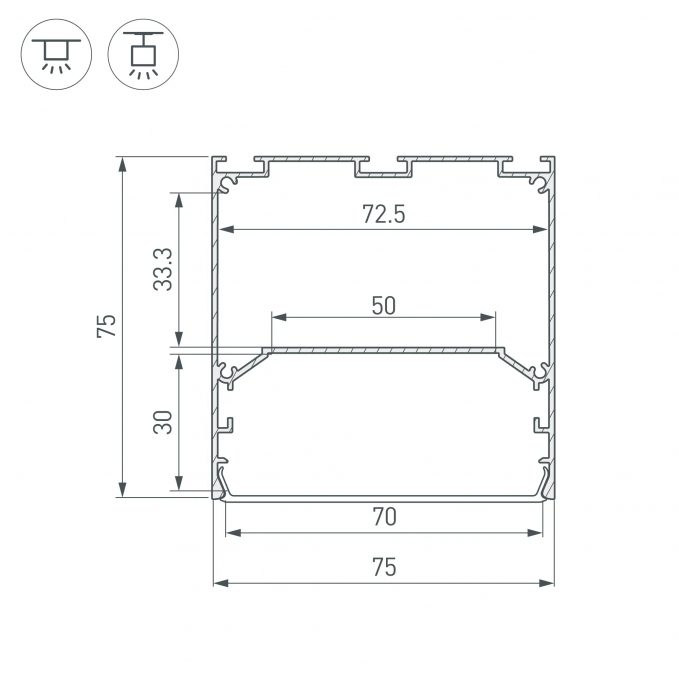 Профиль LINE-S-7575-3000 ANOD, Arlight, 041854, изображение 3 Профиль LINE-S-7575-3000 ANOD, Arlight, 041854, изображение 3