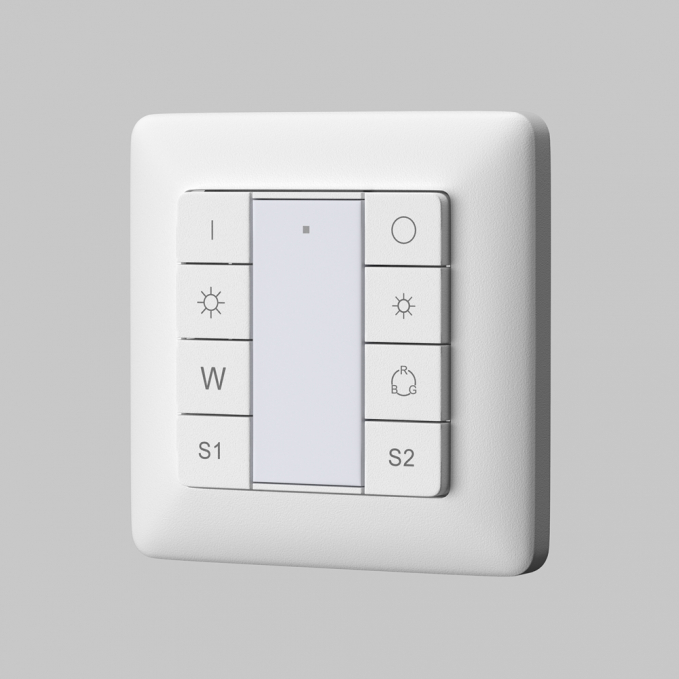 Кнопочная настенная панель 2 сцены, 1 группа DALI DT8 Цветной (RGB)+W, 721051, изображение 1 Кнопочная настенная панель 2 сцены, 1 группа DALI DT8 Цветной (RGB)+W, 721051, изображение 1