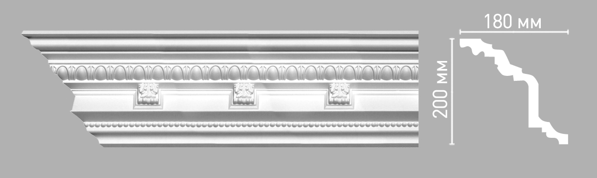 Карниз, плинтус потолочный с рисунком Decomaster 95144, 200х180х2400 мм