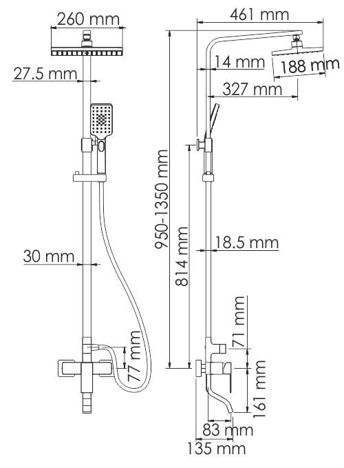 Душевая система WasserKRAFT A16501 Душевая система WasserKRAFT A16501