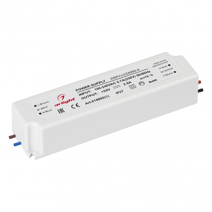 Блок питания ARPV-LV24060-A (24V, 2.5A, 60W), Arlight, 018982(1), изображение 1 Блок питания ARPV-LV24060-A (24V, 2.5A, 60W), Arlight, 018982(1), изображение 1