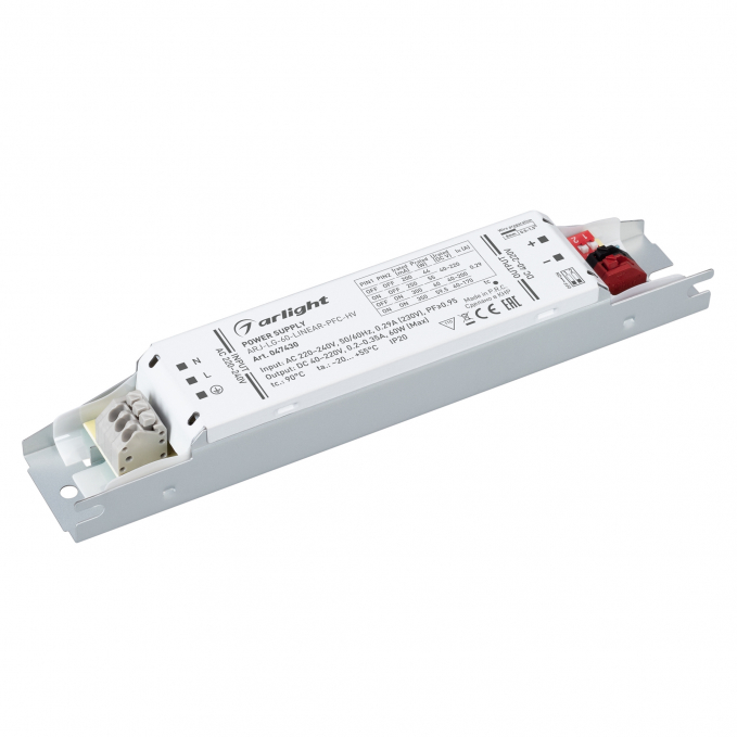Блок питания ARJ-LG-60-LINEAR-PFC-HV (60W, 40-220V, 0.2-0.35A), Arlight, 047430, изображение 1 Блок питания ARJ-LG-60-LINEAR-PFC-HV (60W, 40-220V, 0.2-0.35A), Arlight, 047430, изображение 1
