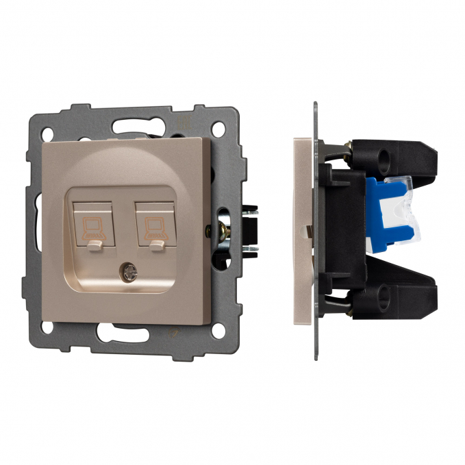 Механизм компьютерной розетки двойной SCT-MPC2-PL-GD-V (RJ-45, CAT6), Arlight, 049850, изображение 1 Механизм компьютерной розетки двойной SCT-MPC2-PL-GD-V (RJ-45, CAT6), Arlight, 049850, изображение 1