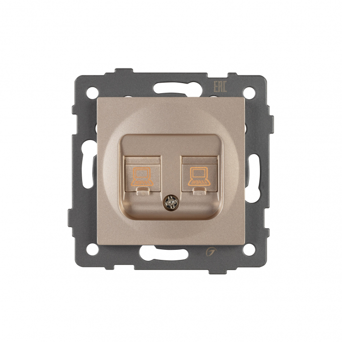 Механизм компьютерной розетки двойной SCT-MPC2-PL-GD-V (RJ-45, CAT6), Arlight, 049850, изображение 4 Механизм компьютерной розетки двойной SCT-MPC2-PL-GD-V (RJ-45, CAT6), Arlight, 049850, изображение 4