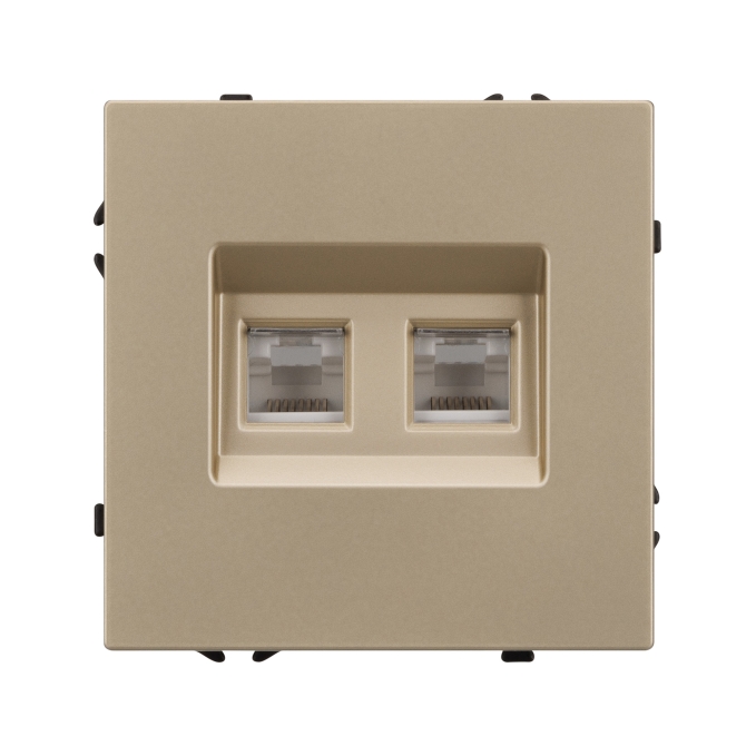 Механизм сдвоенной телефонной розетки SCT-NOBE-MTL2-SFPL-GD (RJ-11, 4C), Arlight, 054310, изображение 2 Механизм сдвоенной телефонной розетки SCT-NOBE-MTL2-SFPL-GD (RJ-11, 4C), Arlight, 054310, изображение 2