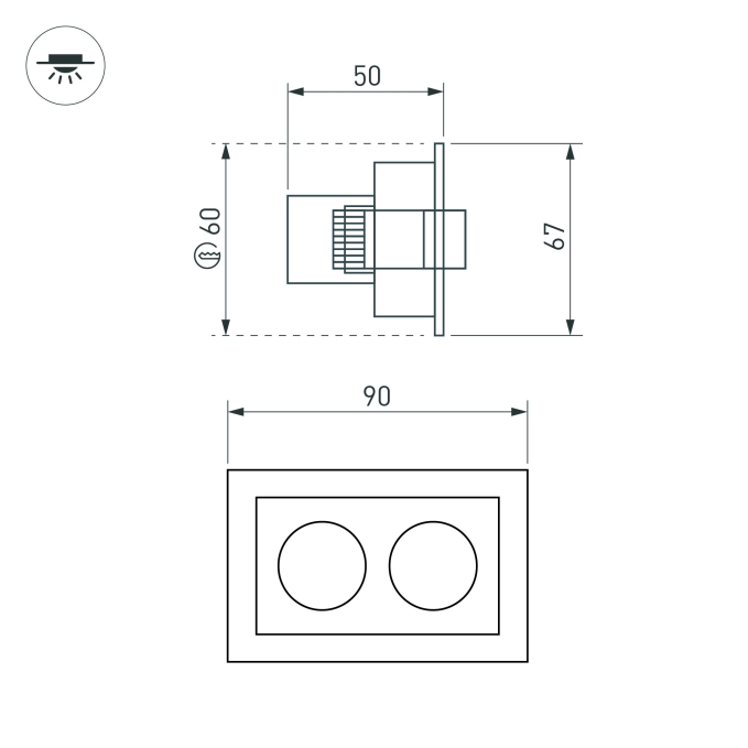 Светильник MS-ORIENT-BUILT-TURN-TC-S67x90-5W Warm3000 (BK-BK, 30 deg, 230V), Arlight, 034876, изображение 5 Светильник MS-ORIENT-BUILT-TURN-TC-S67x90-5W Warm3000 (BK-BK, 30 deg, 230V), Arlight, 034876, изображение 5