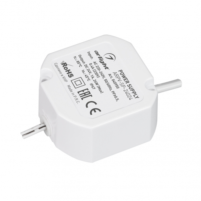 Блок питания ARPV-SP-24024 (24V, 1A, 24W), Arlight, 040950, изображение 1 Блок питания ARPV-SP-24024 (24V, 1A, 24W), Arlight, 040950, изображение 1