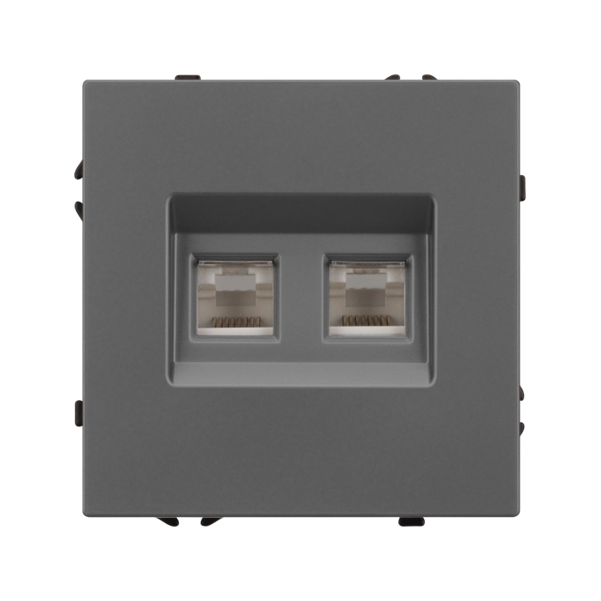 Механизм сдвоенной телефонной розетки SCT-NOBE-MTL2-SFPL-GR (RJ-11, 4C), Arlight, 054311, изображение 3 Механизм сдвоенной телефонной розетки SCT-NOBE-MTL2-SFPL-GR (RJ-11, 4C), Arlight, 054311, изображение 3