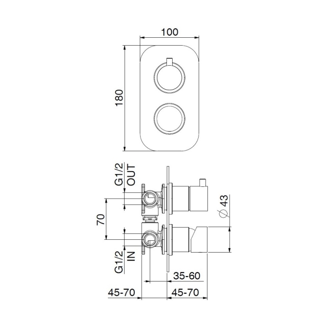 Встраиваемый cмеситель для ванны и душа Webert One-B NB860101740 белый матовый