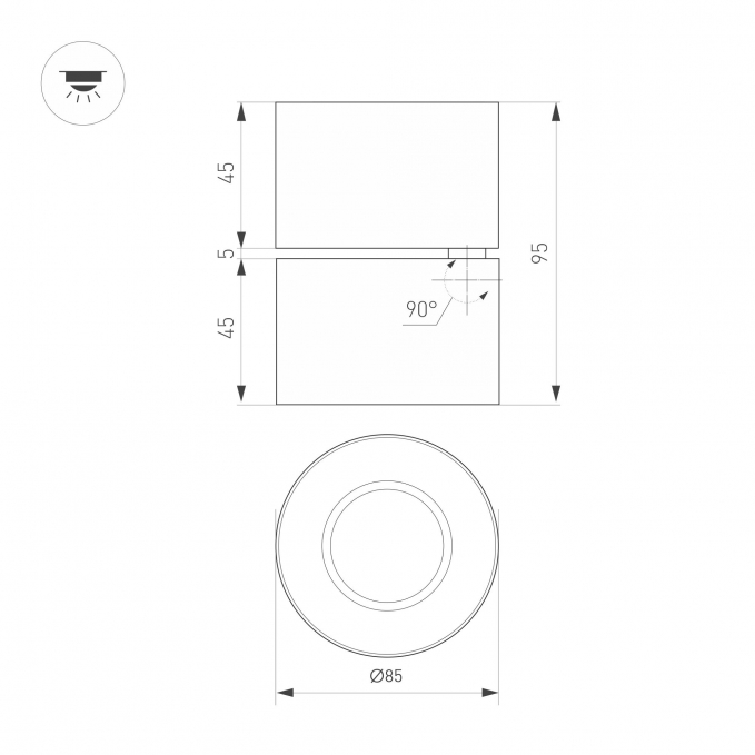Светильник SP-POINT-SURFACE-R85-12W Warm3200-MIX (BK, 15 deg, 230V), Arlight, 058607, изображение 5 Светильник SP-POINT-SURFACE-R85-12W Warm3200-MIX (BK, 15 deg, 230V), Arlight, 058607, изображение 5