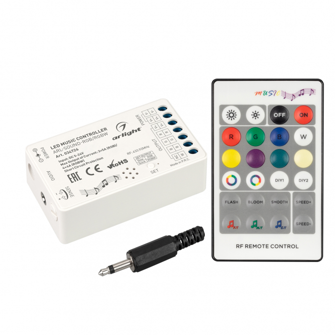 Аудиоконтроллер ARL-SOUND-RGB/RGBW (12-24V, 4x4A, RF ПДУ 24кн), Arlight, 034726, изображение 1 Аудиоконтроллер ARL-SOUND-RGB/RGBW (12-24V, 4x4A, RF ПДУ 24кн), Arlight, 034726, изображение 1