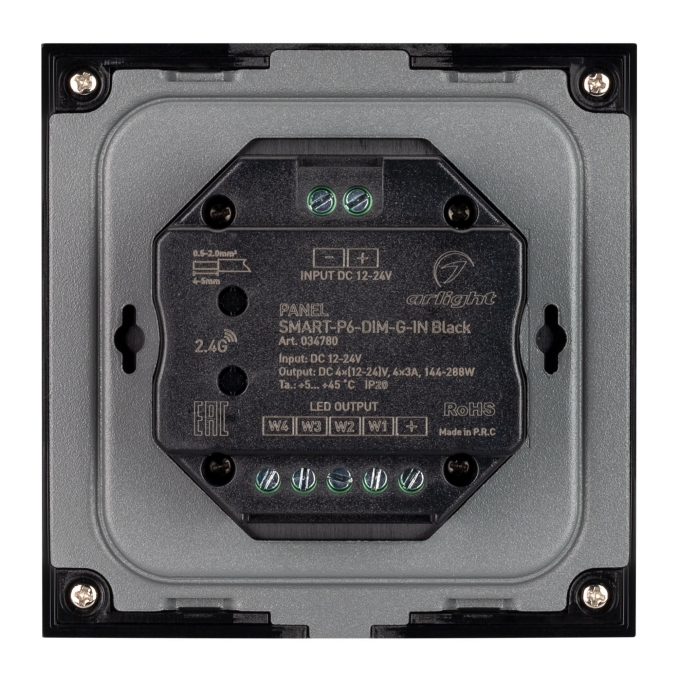 Панель SMART-P6-DIM-G-IN Black (12-24V, 4x3A, Sens, 2.4G), Arlight, 034780, изображение 2 Панель SMART-P6-DIM-G-IN Black (12-24V, 4x3A, Sens, 2.4G), Arlight, 034780, изображение 2