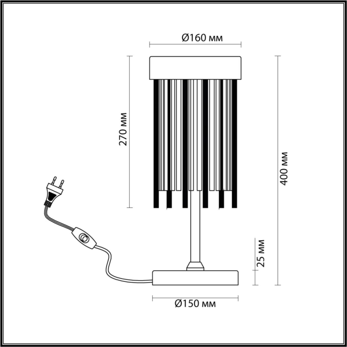 Настольная лампа E14 2*40W YORK HALL ODL21 643 ODEON LIGHT 4788/2T, схема товара