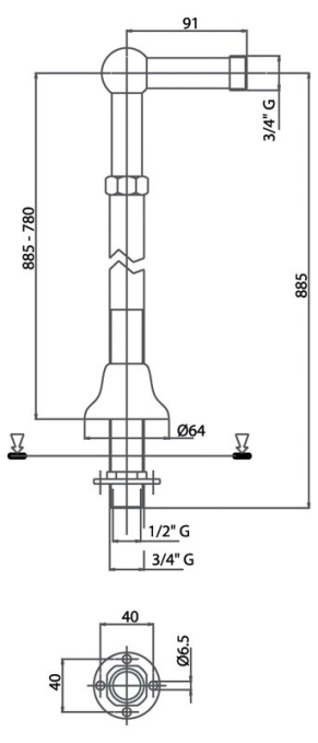 Колонны для напольного смесителя Caprigo Parts 99-093-vot бронза Колонны для напольного смесителя Caprigo Parts 99-093-vot бронза