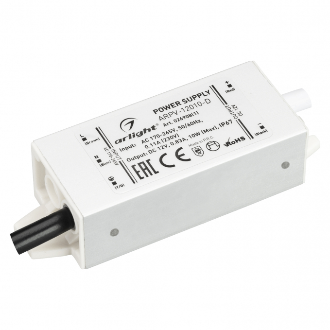 Блок питания ARPV-12010-D (12V, 0.83A, 10W), Arlight, 026908(1), изображение 1 Блок питания ARPV-12010-D (12V, 0.83A, 10W), Arlight, 026908(1), изображение 1