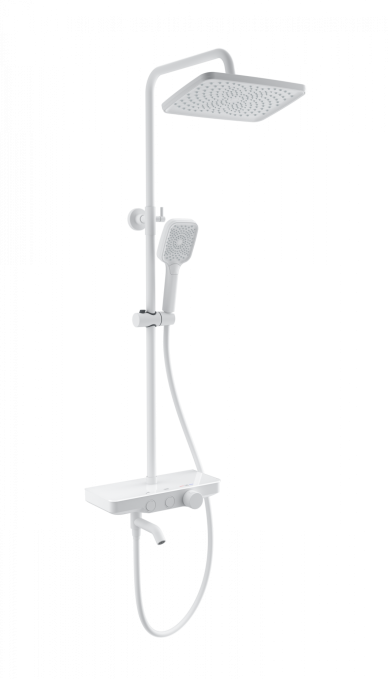 Душевая стойка со смесителем Wonzon & Woghand WW-B3099-A-MW белая матовая с термостатом