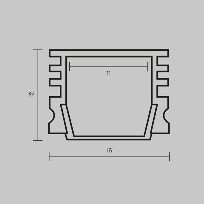 Алюминиевый профиль накладной 16x12 (Черный, 2 м), ALM-005-B-2M 631005, 631005, изображение 5