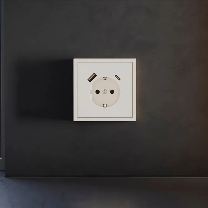 Накладка для розетки с заземлением и защитными шторками, с USB A+C, S70 (хлопок), Voltum, VLS001013 Накладка для розетки с заземлением и защитными шторками, с USB A+C, S70 (хлопок), Voltum, VLS001013