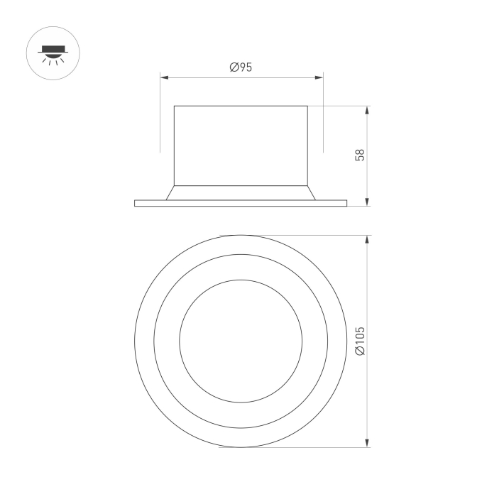 Светильник MS-DROP-BUILT-R105-14W Warm2700 (WH, 85 deg, 230V), Arlight, 054706 Светильник MS-DROP-BUILT-R105-14W Warm2700 (WH, 85 deg, 230V), Arlight, 054706