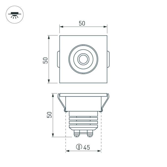 Светодиодный светильник LTM-S50x50WH 5W Day White 25deg, Arlight, 020758 Светодиодный светильник LTM-S50x50WH 5W Day White 25deg, Arlight, 020758