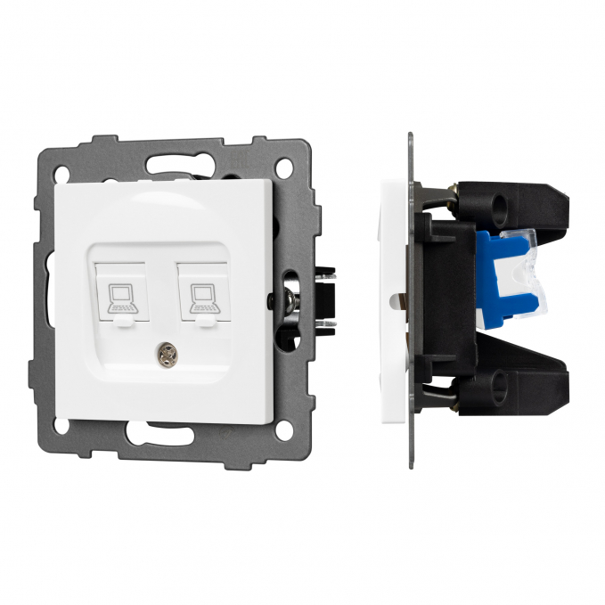 Механизм компьютерной розетки двойной SCT-MPC2-PL-WH-V (RJ-45, CAT6), Arlight, 049854, изображение 1 Механизм компьютерной розетки двойной SCT-MPC2-PL-WH-V (RJ-45, CAT6), Arlight, 049854, изображение 1