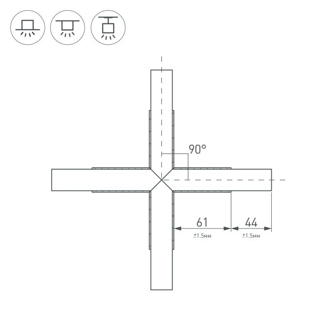 Крестовина PLS-LOCK-H25-Х90 BLACK (с экраном MAT-L), Arlight, 031269, изображение 2