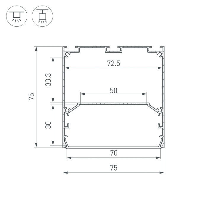 Профиль LINE-S-7575-2000 WHITE, Arlight, 041858, изображение 3 Профиль LINE-S-7575-2000 WHITE, Arlight, 041858, изображение 3