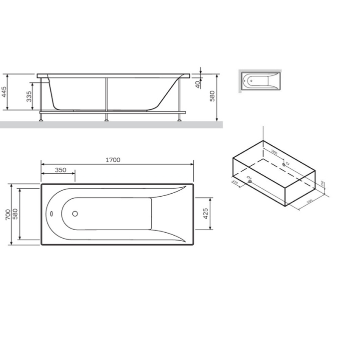 Панель для ванны AM.PM Spirit W72A-170-070W-P2 Панель для ванны AM.PM Spirit W72A-170-070W-P2