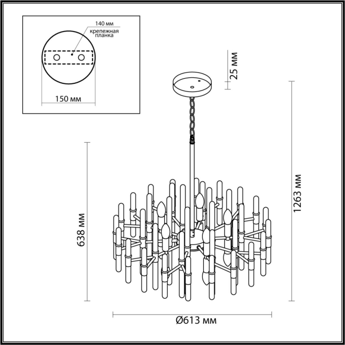 Люстра E14 10*40W STIKA HALL ODL22 641 ODEON LIGHT 4988/10, схема товара Люстра E14 10*40W STIKA HALL ODL22 641 ODEON LIGHT 4988/10, схема товара