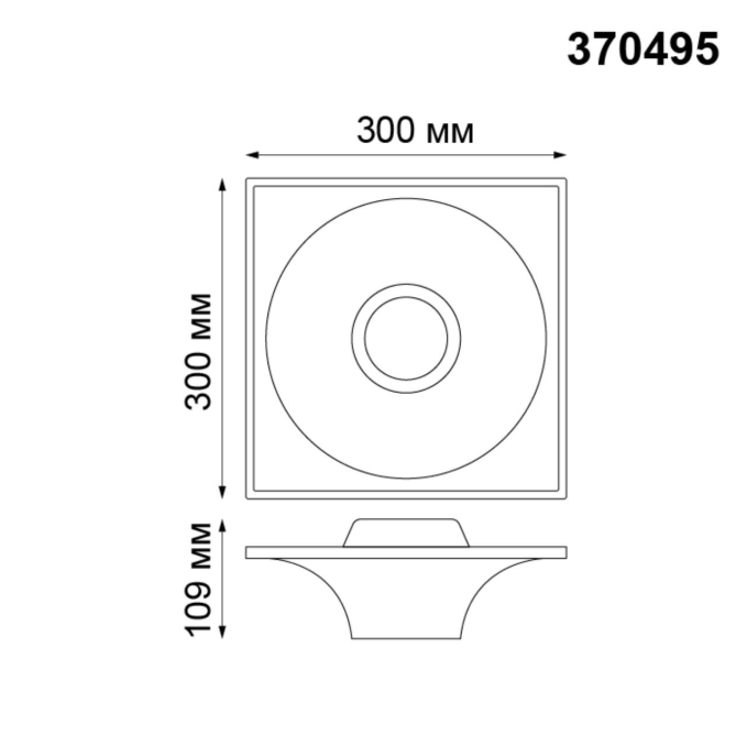 Встраиваемый под покраску светильник IP20 GU10 50W 220V CAIL SPOT NT19 628 NOVOTECH 370495, схема товара