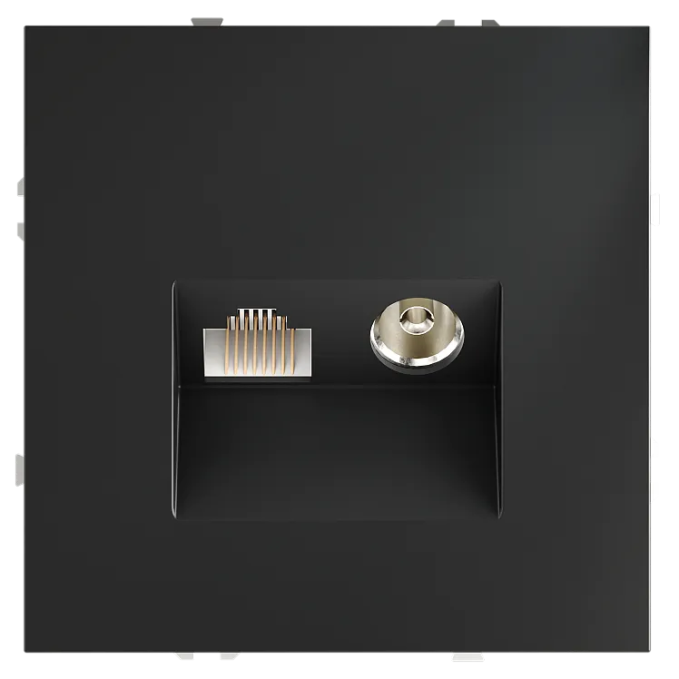 Розетка телевизионная встраиваемая VOLTUM S70 TV+RJ45 кат. 6, (графит), Voltum, VLS060707 Розетка телевизионная встраиваемая VOLTUM S70 TV+RJ45 кат. 6, (графит), Voltum, VLS060707