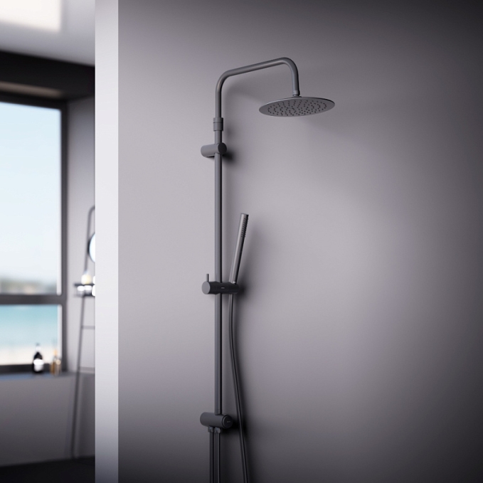 Душевая система Damixa Scandinavian Pure 936000300 стойка с тропическим душем, черная матовая Душевая система Damixa Scandinavian Pure 936000300 стойка с тропическим душем, черная матовая