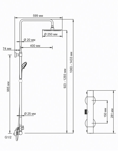Душевая система WasserKRAFT A13302 Душевая система WasserKRAFT A13302
