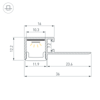 Профиль FANTOM-W12-EDGE-2000 ANOD, Arlight, 040329