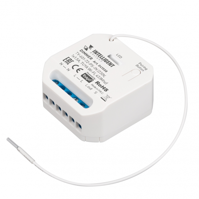 INTELLIGENT ARLIGHT Диммер TY-601-72-PS-IN (230V, 1x1.5A, TUYA Wi-Fi, 433Mhz), Arlight, 041588, изображение 1 INTELLIGENT ARLIGHT Диммер TY-601-72-PS-IN (230V, 1x1.5A, TUYA Wi-Fi, 433Mhz), Arlight, 041588, изображение 1