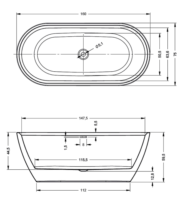 Ванна акриловая Riho Inspire 180x80 B091004005 отдельно стоящая Ванна акриловая Riho Inspire 180x80 B091004005 отдельно стоящая