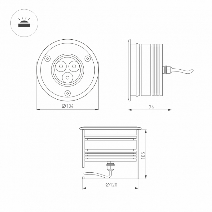 Светильник ART-GROUND-COLOR-TURN-R115-9W RGB (SL, 25 deg, 24V), Arlight, 024961, изображение 2 Светильник ART-GROUND-COLOR-TURN-R115-9W RGB (SL, 25 deg, 24V), Arlight, 024961, изображение 2