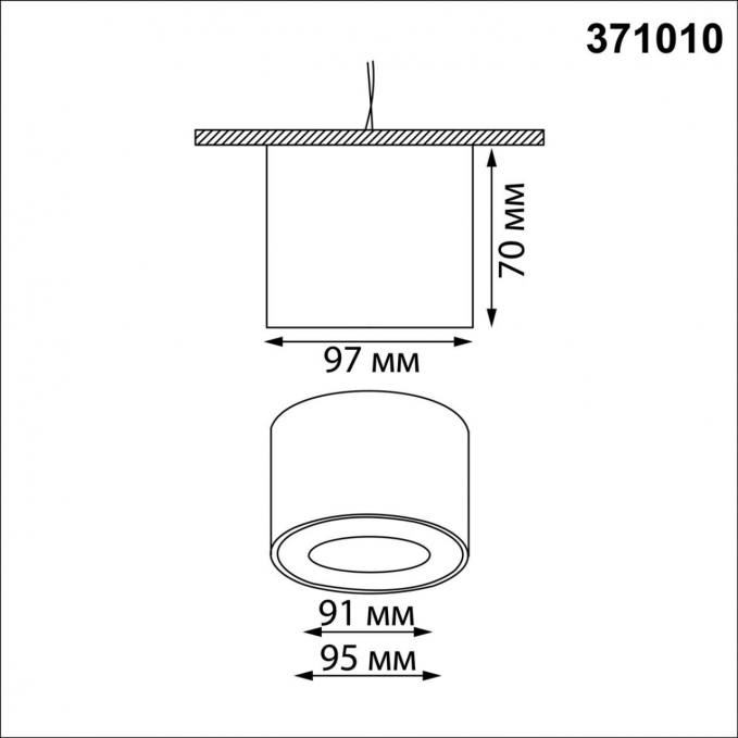 Светильник накладной IP20 GX53 12W 220-240V GEMINI OVER NT25 456 NOVOTECH 371010, схема товара Светильник накладной IP20 GX53 12W 220-240V GEMINI OVER NT25 456 NOVOTECH 371010, схема товара