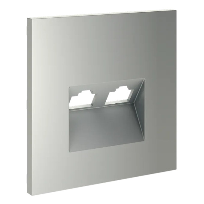 Накладка для розетки компьютерной двойной RJ45+RJ45 кат.6, S70 (сталь), Voltum, VLS001405 Накладка для розетки компьютерной двойной RJ45+RJ45 кат.6, S70 (сталь), Voltum, VLS001405
