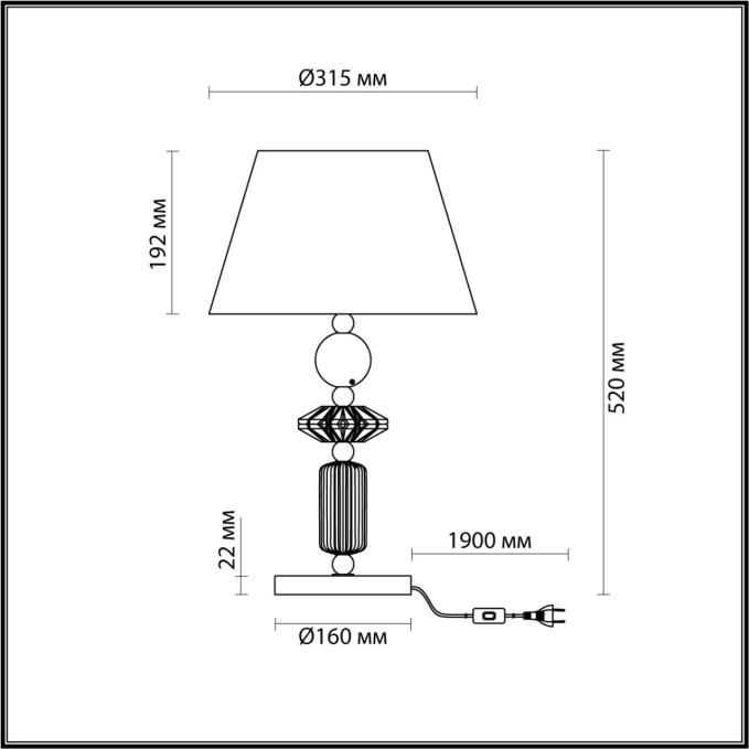 Настольная лампа E27 1*60W 4861/1TB CANDY CLASSIC ODL_EX22 133 ODEON LIGHT 4861/1TB, схема товара Настольная лампа E27 1*60W 4861/1TB CANDY CLASSIC ODL_EX22 133 ODEON LIGHT 4861/1TB, схема товара