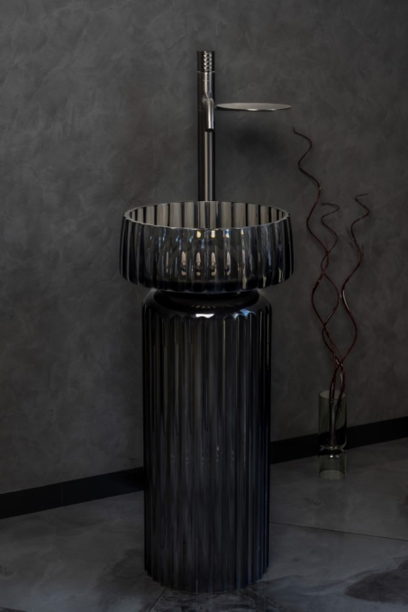 Накладная раковина Boheme Glow 810-RIB-G-GR transparent grey полиэфирная Накладная раковина Boheme Glow 810-RIB-G-GR transparent grey полиэфирная